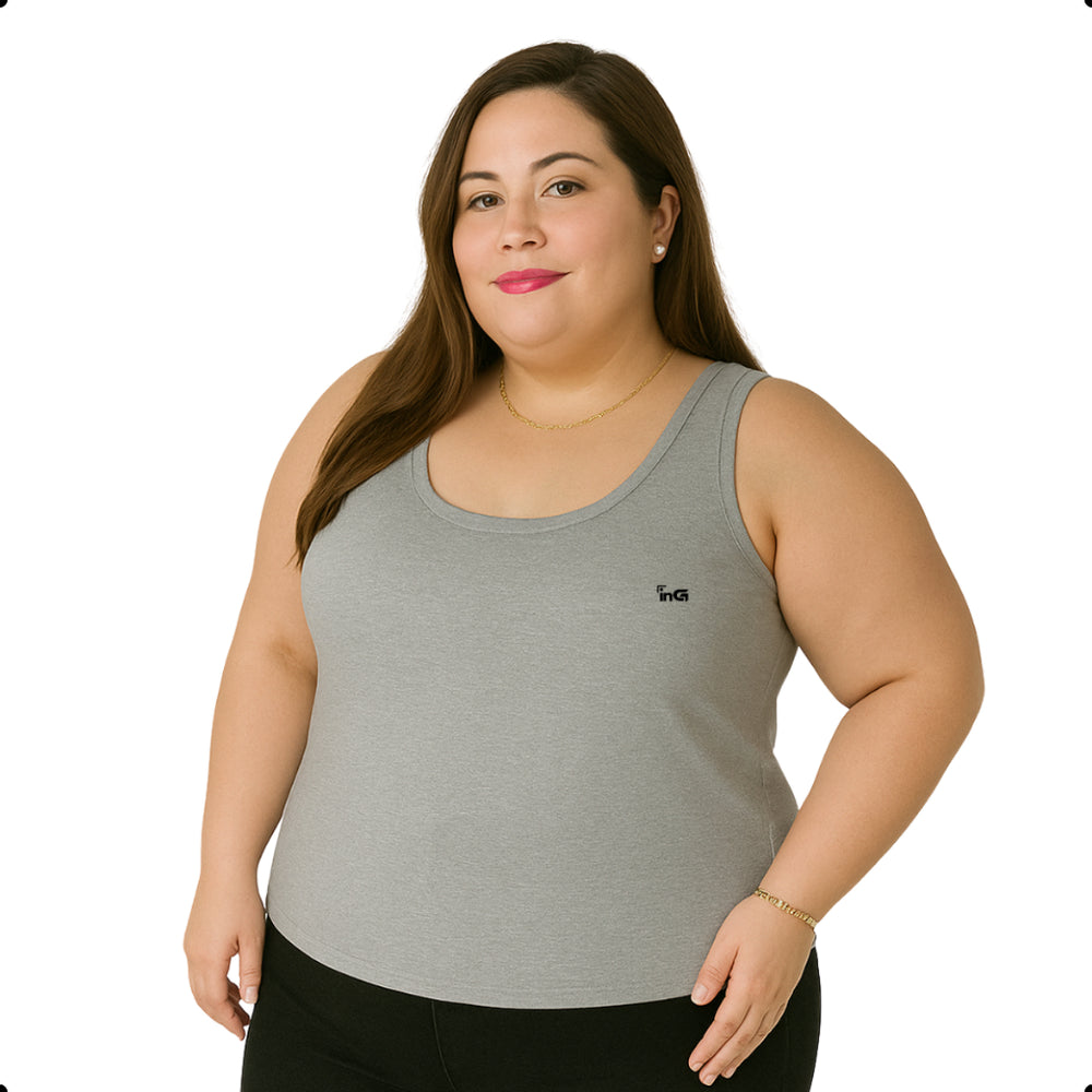 Regata Feminina Plus Size Lisa – Alça Larga e Viscose Premium | inG Brasil