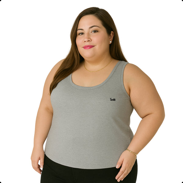 Regata Feminina Plus Size Lisa – Alça Larga e Viscose Premium | inG Brasil