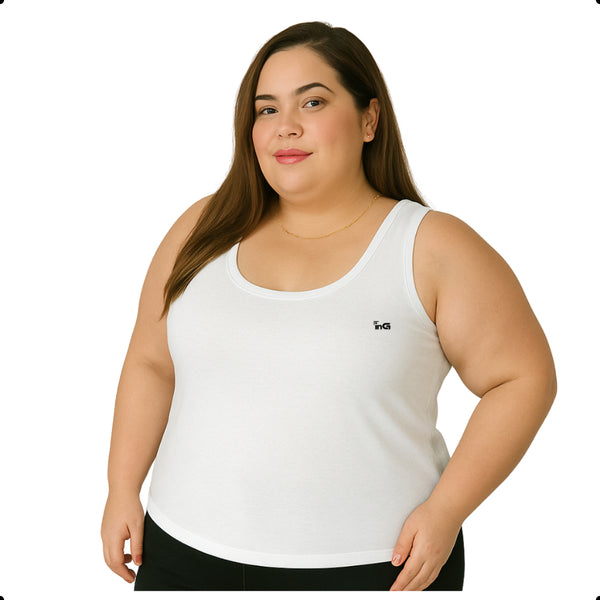 Regata Feminina Plus Size Lisa – Alça Larga e Viscose Premium | inG Brasil